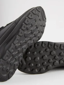 Black Wide Fit (G) Touch Fastening Leather School Shoes