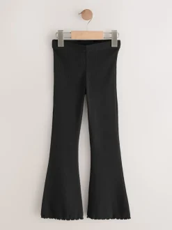 Black and Animal 2 Pack Rib Flare Leggings (3-16yrs)