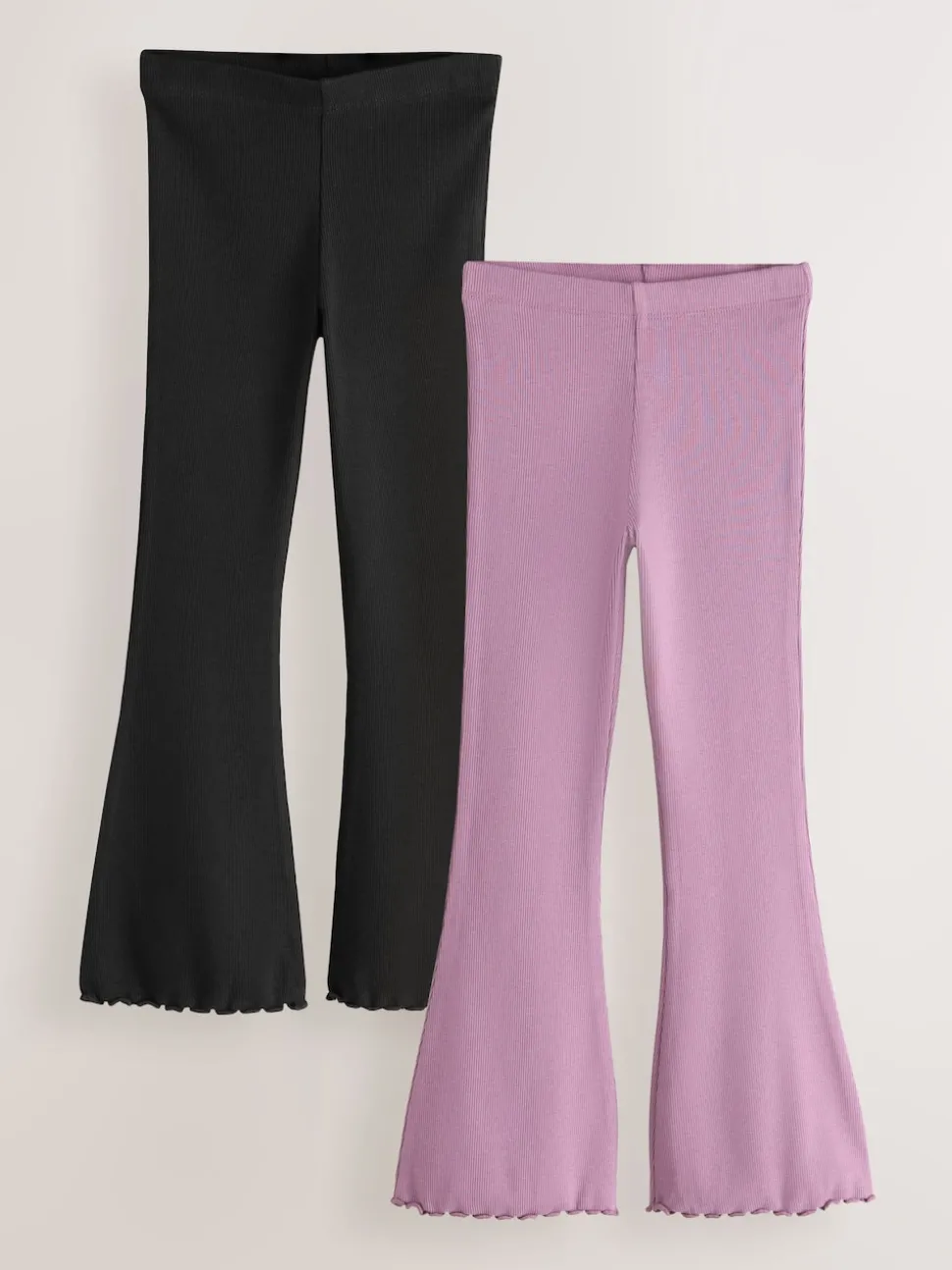 Black and Purple 2 Pack Rib Flare Leggings (3-16yrs)