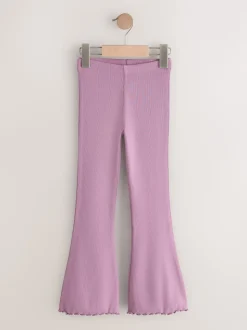 Black and Purple 2 Pack Rib Flare Leggings (3-16yrs)