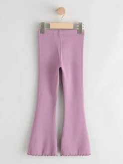 Black and Purple 2 Pack Rib Flare Leggings (3-16yrs)