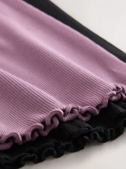 Black and Purple 2 Pack Rib Flare Leggings (3-16yrs)