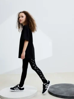 Black Animal Diamante Leggings (3-16yrs)