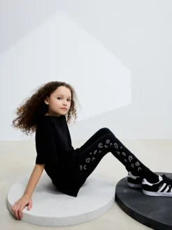 Black Animal Diamante Leggings (3-16yrs)