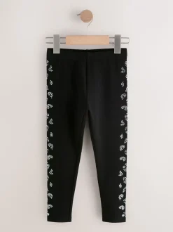 Black Animal Diamante Leggings (3-16yrs)