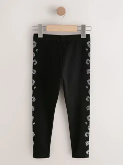 Black Animal Diamante Leggings (3-16yrs)