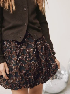 Black Animal Print Bubble Skirt (3-16yrs)
