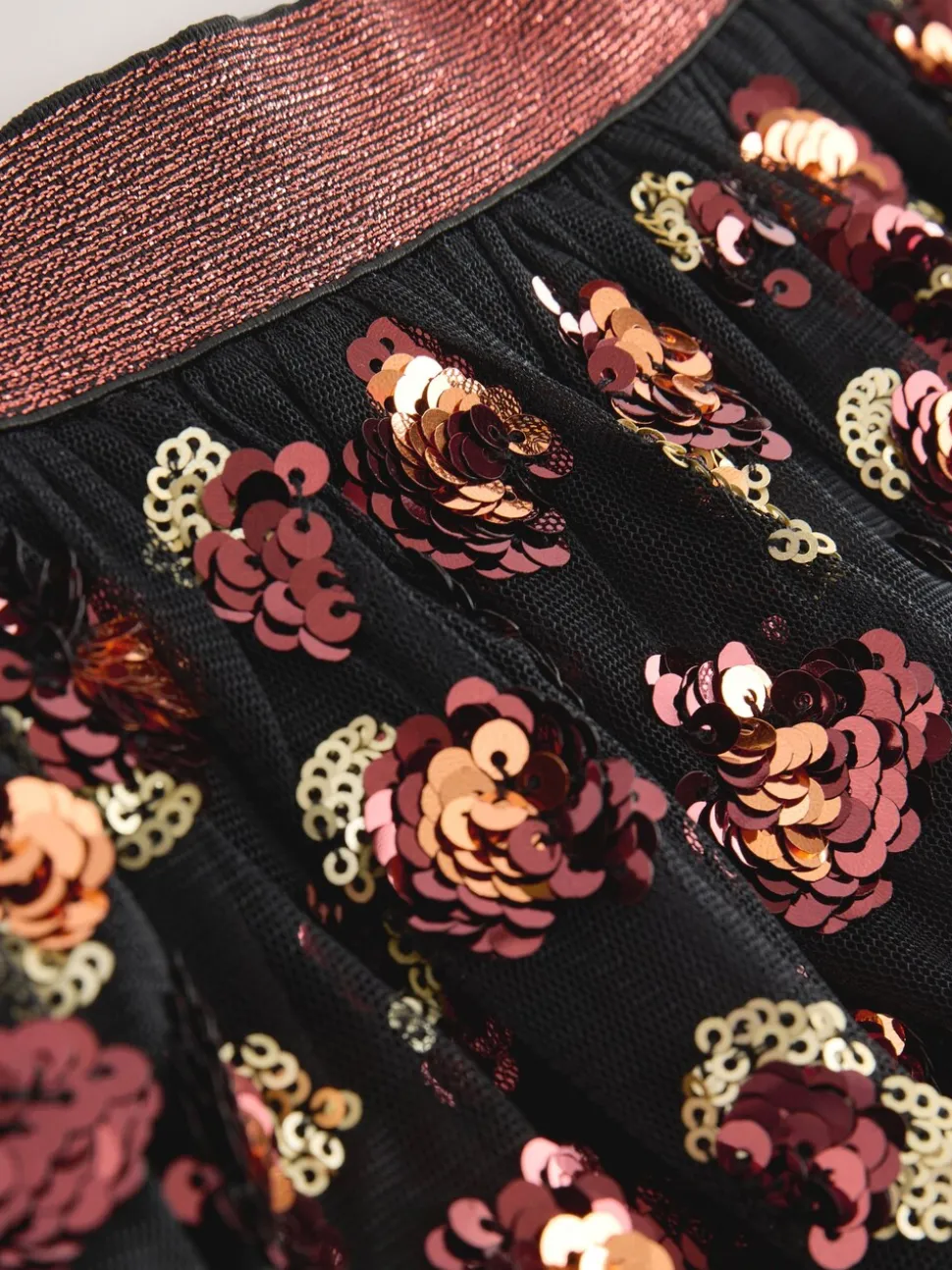 Black Animal Print Sequin Skirt (3-16yrs)