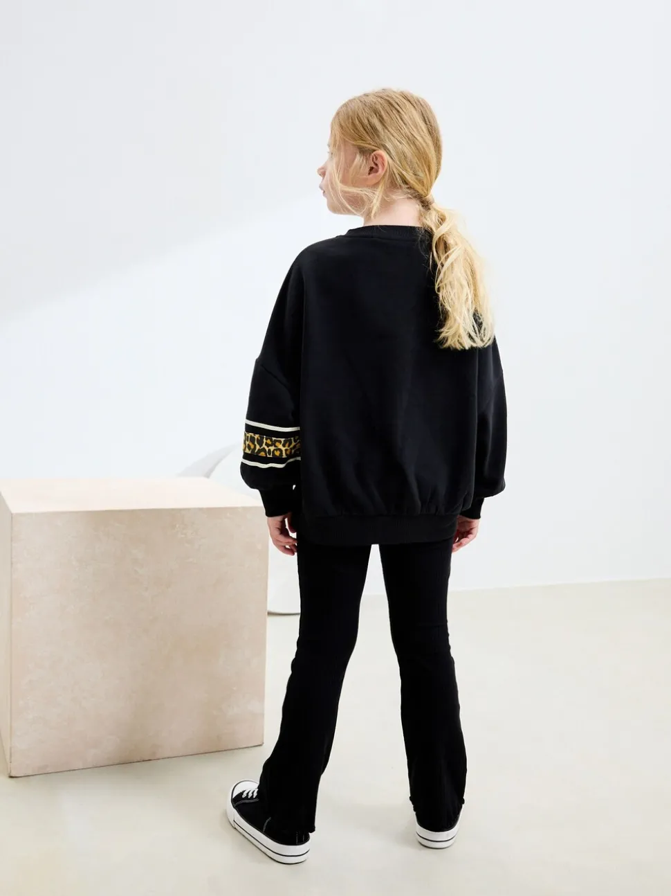 Black Animal Print Slogan Sweatshirt (3-16yrs)