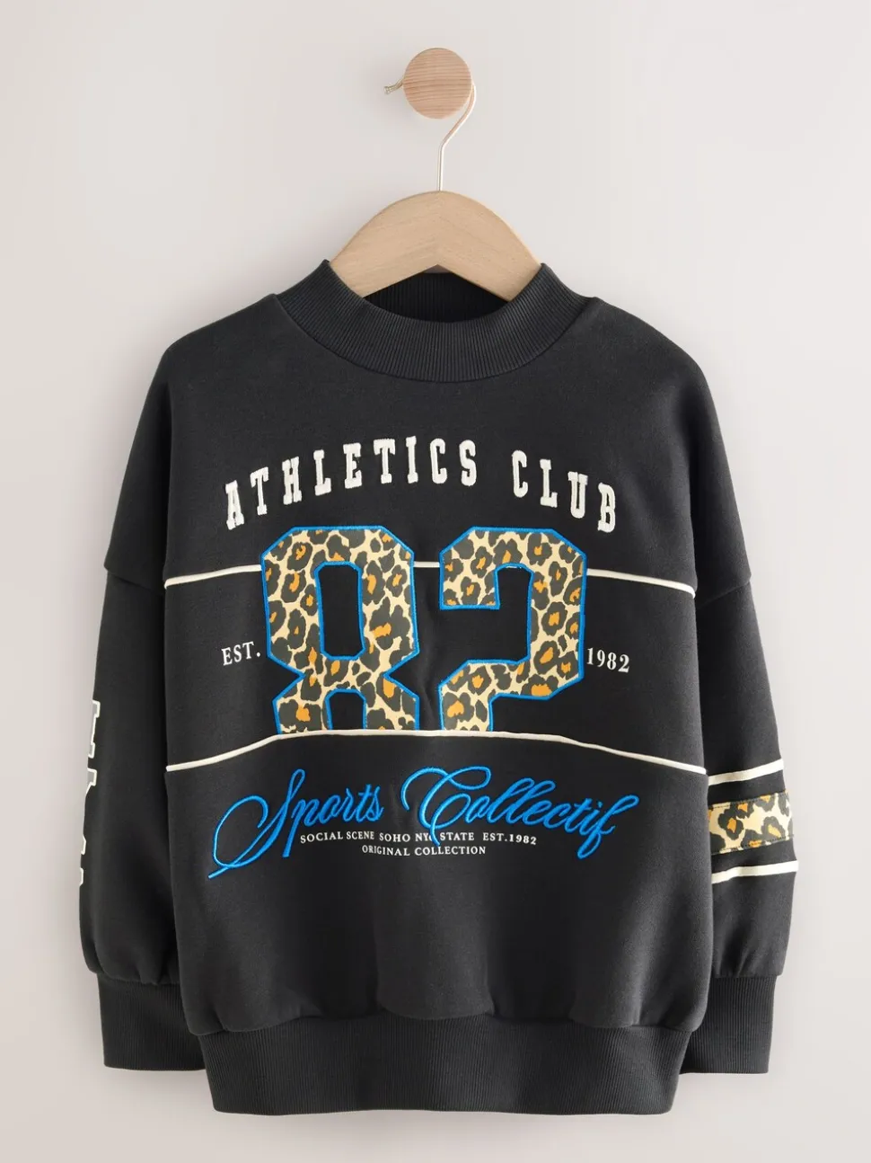 Black Animal Print Slogan Sweatshirt (3-16yrs)