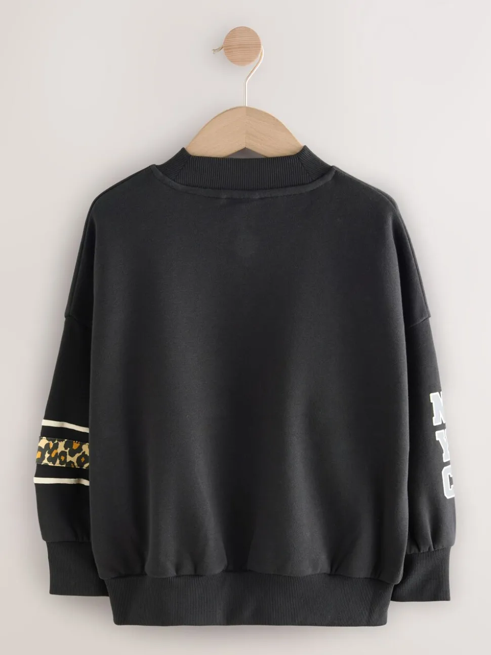 Black Animal Print Slogan Sweatshirt (3-16yrs)