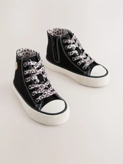 Black/Animal Wide Fit (G) High Top Trainers