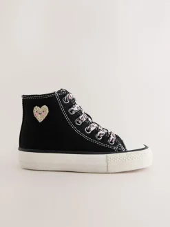 Black/Animal Wide Fit (G) High Top Trainers