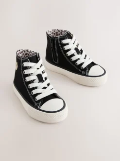Black/Animal Wide Fit (G) High Top Trainers