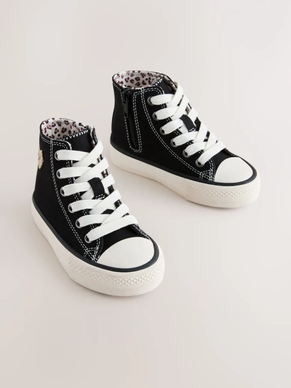 Black/Animal Wide Fit (G) High Top Trainers