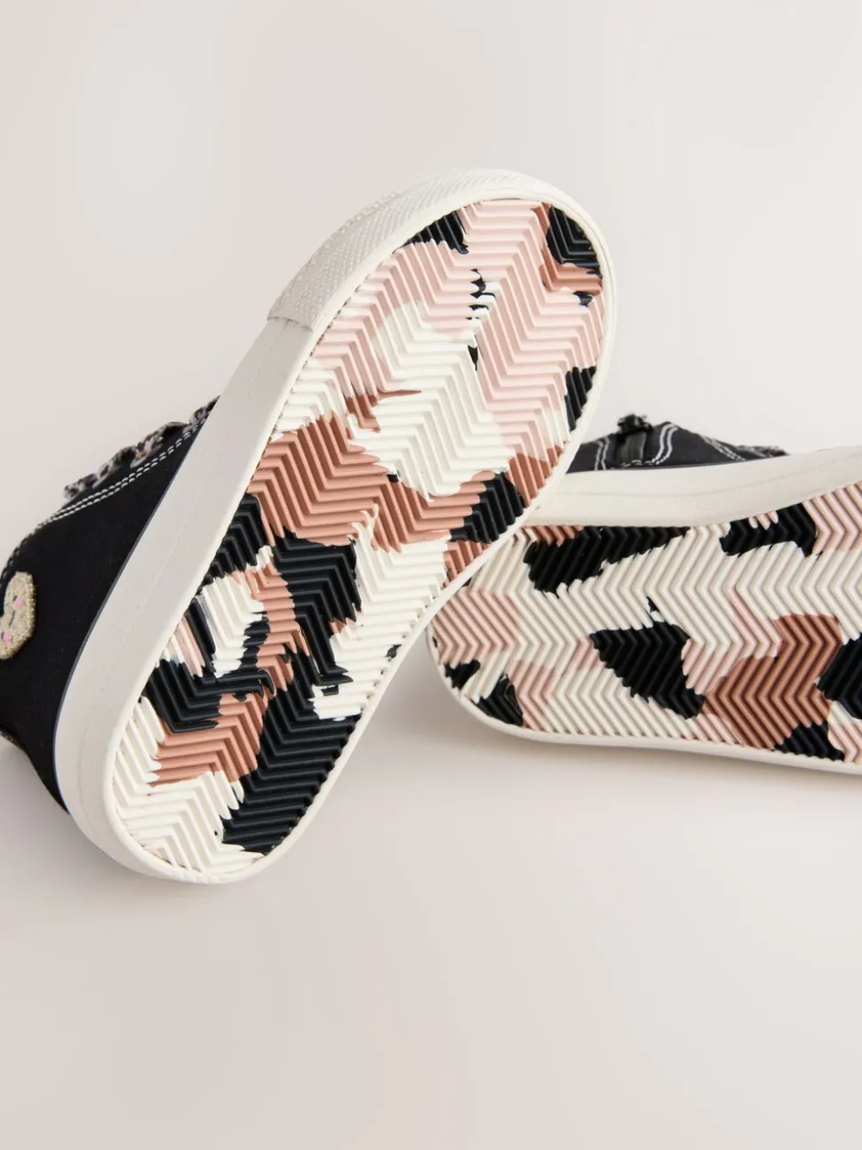 Black/Animal Wide Fit (G) High Top Trainers