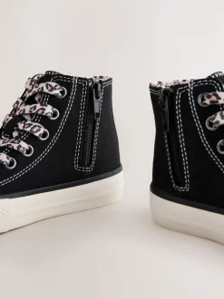 Black/Animal Wide Fit (G) High Top Trainers