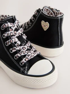 Black/Animal Wide Fit (G) High Top Trainers