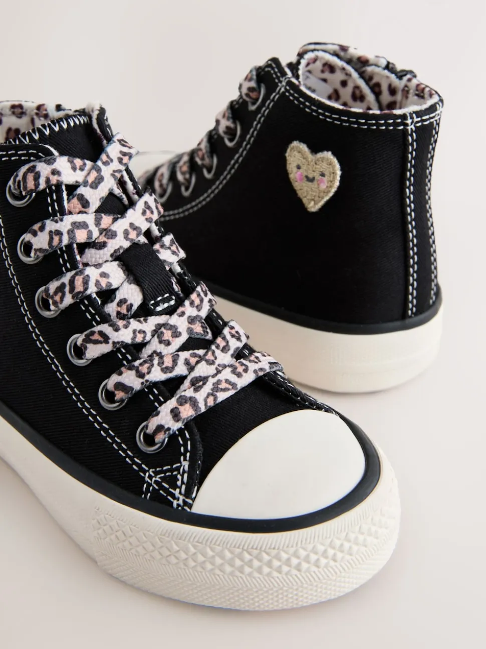 Black/Animal Wide Fit (G) High Top Trainers