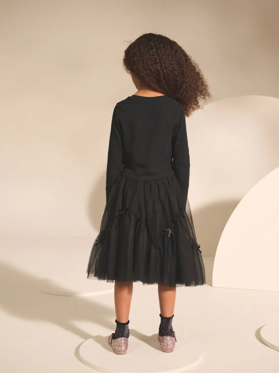 Black Bow Detail Mesh Skirt (3-16yrs)