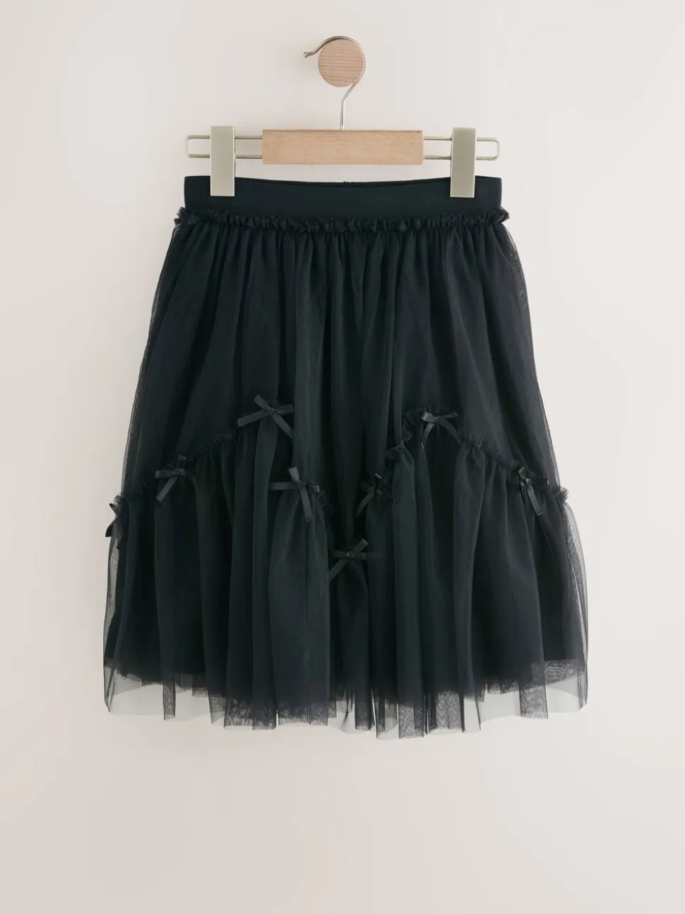 Black Bow Detail Mesh Skirt (3-16yrs)