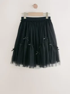 Black Bow Detail Mesh Skirt (3-16yrs)