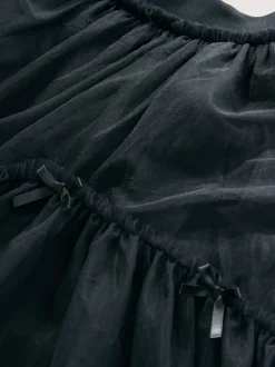 Black Bow Detail Mesh Skirt (3-16yrs)