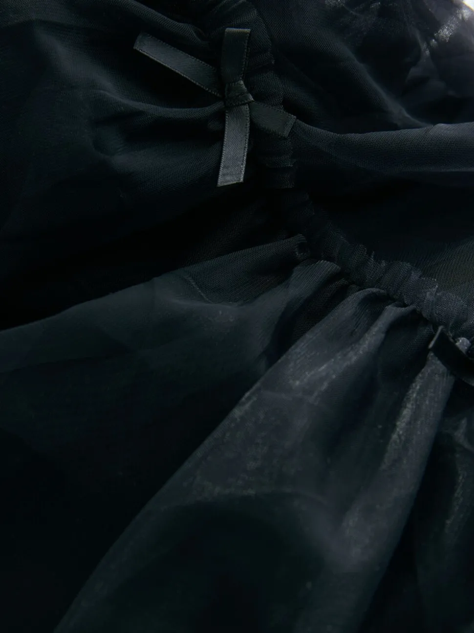 Black Bow Detail Mesh Skirt (3-16yrs)
