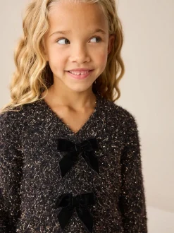 Black Bow V-Neck Jumper (3-16yrs)