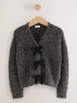 Black Bow V-Neck Jumper (3-16yrs)