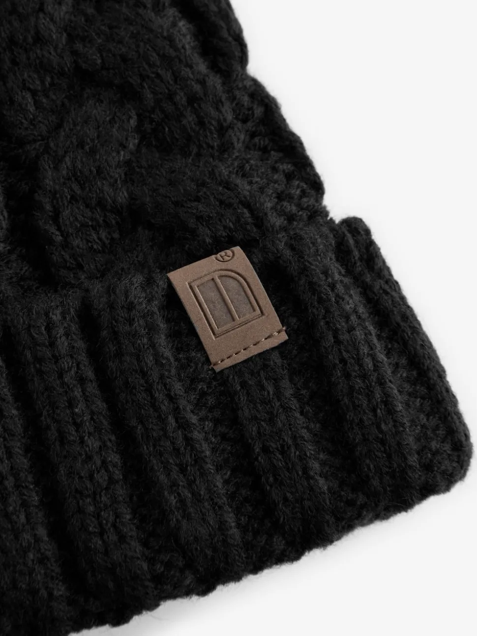 Black Cable Knit Pom Hat (1-16yrs)