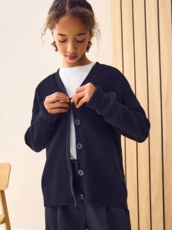 Black Cotton Rich Boxy School CardiganS (3-18yrs)