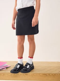 Black Cotton Rich Jersey Stretch School Skort (3-16yrs)