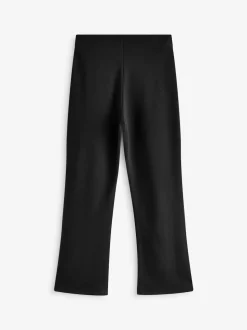 Black Cotton Rich Jersey Stretch Pull On High Waist Boot Cut School Trousers (9-17yrs)