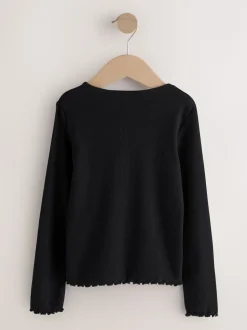 Black Cotton Rich Long Sleeve Rib T-Shirt (3mths-7yrs)