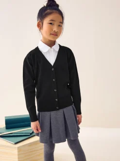 Black Cotton Rich School V-Neck Cardigan (3-16yrs)