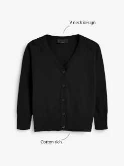 Black Cotton Rich School V-Neck Cardigan (3-16yrs)