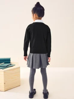 Black Cotton Rich School V-Neck Cardigan (3-16yrs)