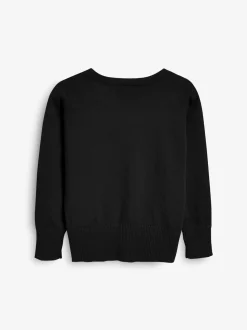 Black Cotton Rich School V-Neck Cardigan (3-16yrs)