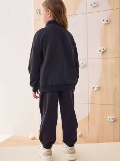 Black Cotton Rich Sports Funnel Neck Sweat and Joggers Set (3-16yrs)
