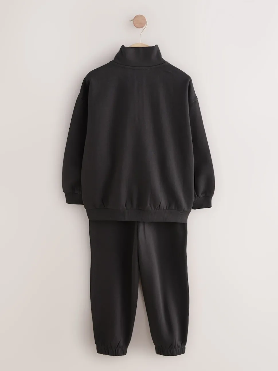 Black Cotton Rich Sports Funnel Neck Sweat and Joggers Set (3-16yrs)