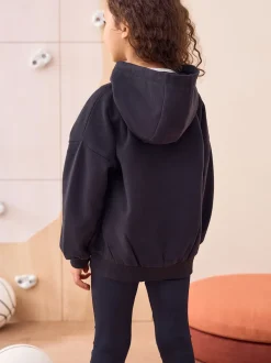 Black Cotton Rich Zip Through Sports Hoodie (3-16yrs)