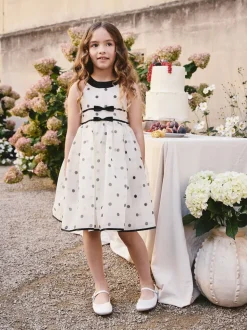Black/Cream Spot Sleeveless Occasion Dress (3-16yrs)