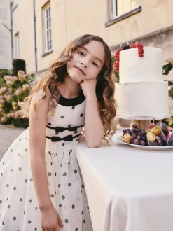 Black/Cream Spot Sleeveless Occasion Dress (3-16yrs)