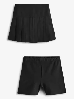 Black Cycle Short and Pleated Skirt Set (3-17yrs)