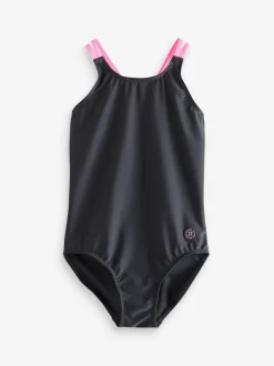 Black Double Strap Swimsuit (3-16yrs)