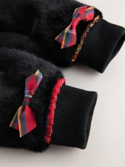 Black Faux Fur Mittens