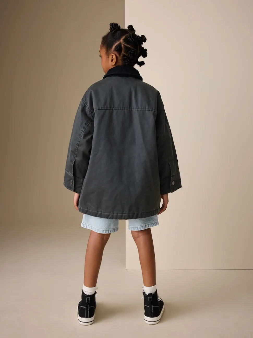 Black Faux Waxed Jacket (5-14yrs)