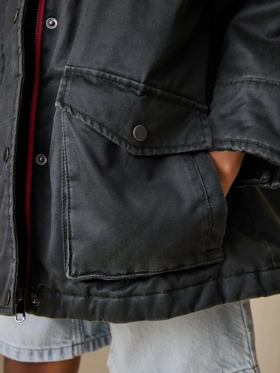 Black Faux Waxed Jacket (5-14yrs)