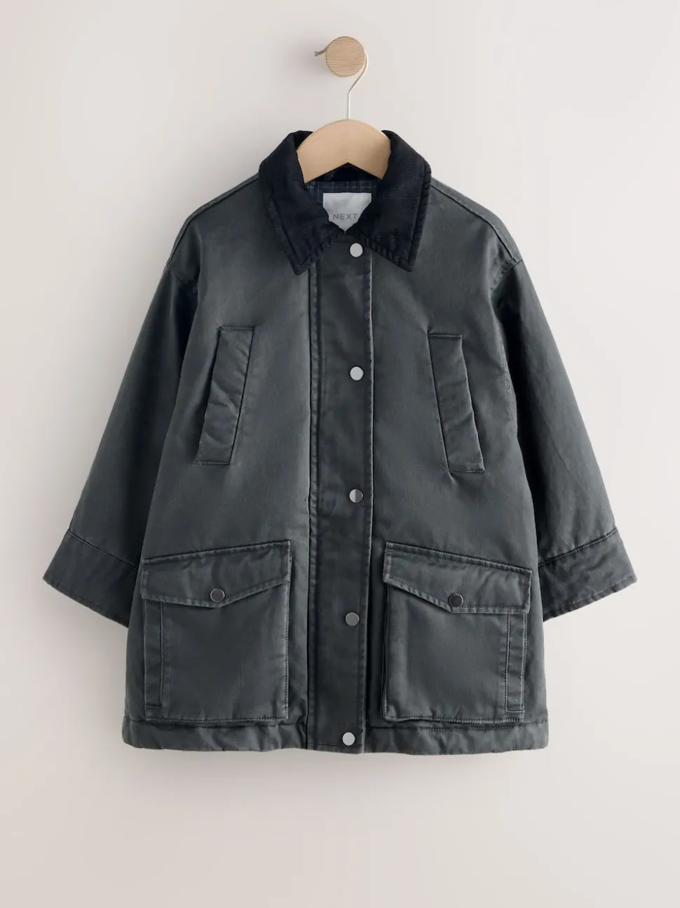 Black Faux Waxed Jacket (5-14yrs)